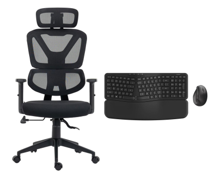 Fotel ergonomiczny Silver Monkey Fotel biurowy SMO-750 + Ergonomic 70 Combo Wireless Set